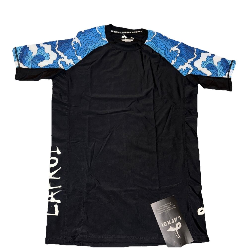 NWT Lafroi Burst Rash Guard Shirt Men's XL Black Maximum Performance Compression